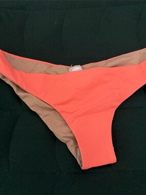 l*space Coral and Tan Reversible Bikini Bottom